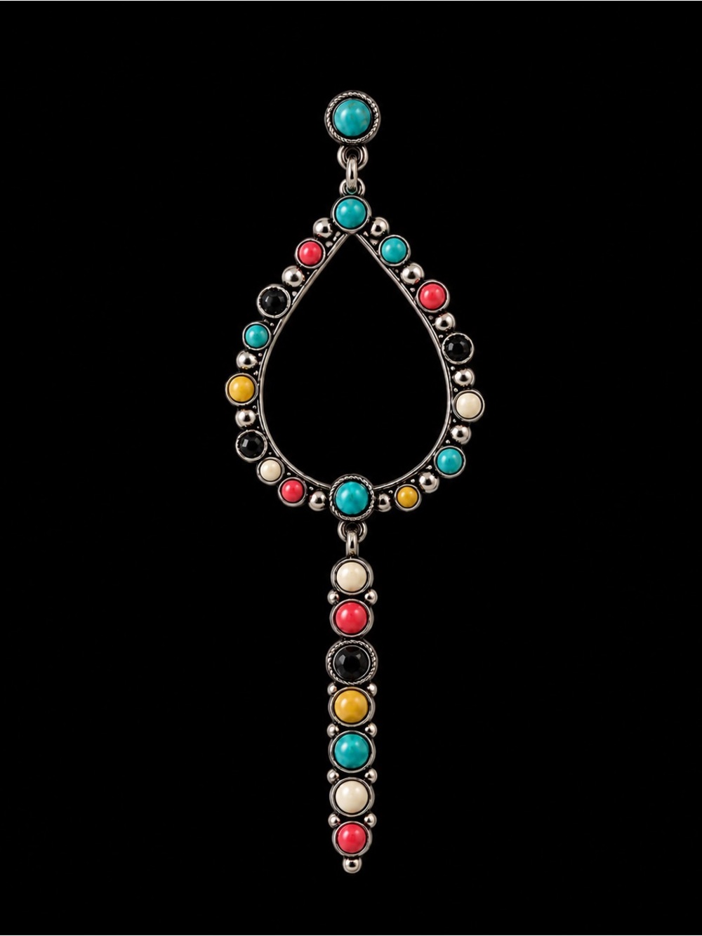 Bohemian Multicolor Teardrop Dangle Earrings with Turquoise Accents